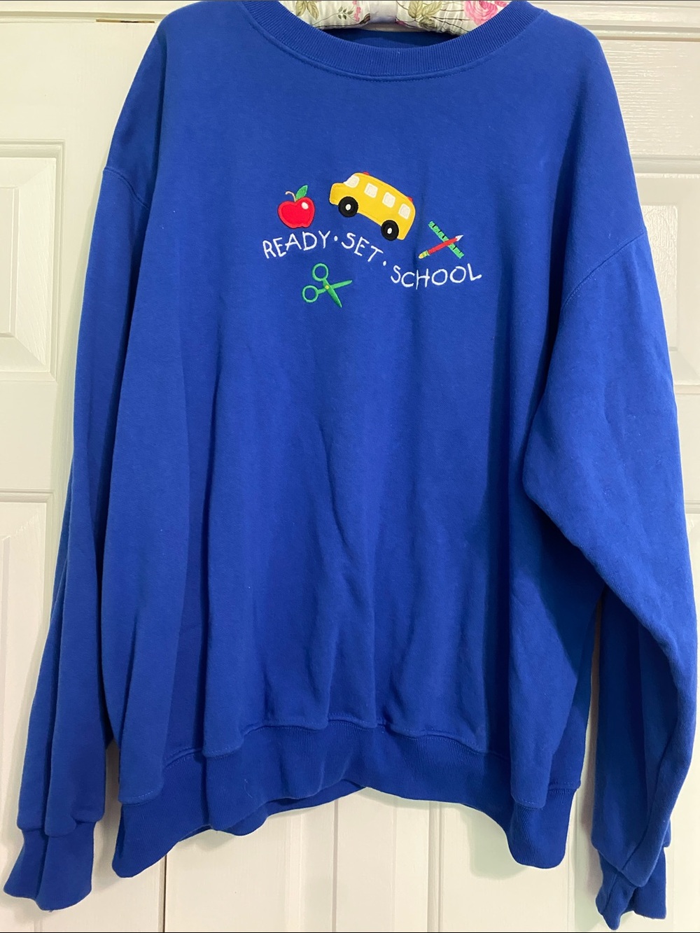 Kelly's Kids Blue 'Ready-Set-School' Embroidered Pullover